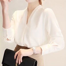 Elsso V領雪紡襯衫