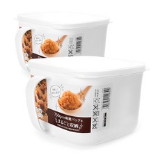 나카야 일본 손잡이 화이트 밀폐용기, 2개, 1.4L