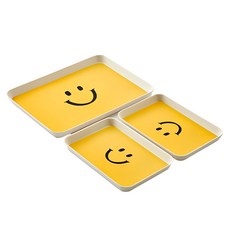 모던하우스 ON 스마일 멜라민 쟁반 3종 세트, 혼합색상, 1개