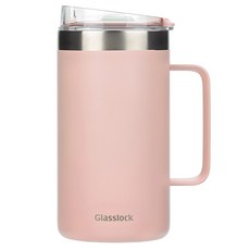 Glasslock 素色易握保溫杯, 粉色, 1個, 650ml