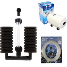 amazon 魚缸專用2孔制氧機 M號+防逆流器 2入+水管組 2入, 1組