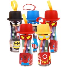 KY i&D 12色彩色筆+英雄造型筆筒, 隨機出貨, 5組