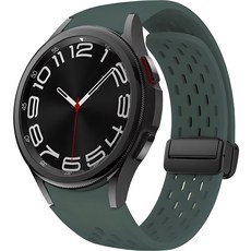 하마테 갤럭시 워치 멀티타공 마그네틱버클 실리콘 스트랩, 다크그린, 1개