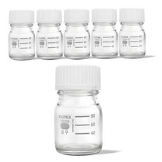 미르 국산 눈금 유리병, 100ml, 6개