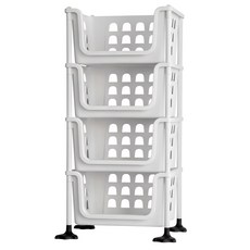 BONOHOUSE 開放式階梯收納籃 4層收納, 白色, 1個