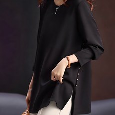 ATTERLIC 女款大尺碼圓領側邊開衩T恤 03399