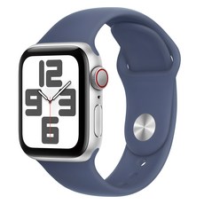 Apple 정품 2024 애플워치 SE 2세대 알루미늄 케이스, 실버  데님 스포츠 밴드 S/M, 40mm, Cellular, 실버 / 데님 스포츠 밴드, S/M