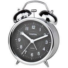 KAPPA 經典雙鈴鬧鐘 T913, 鍍鉻銀 + 黑色