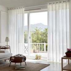 View House 鉛孔雪紡窗簾 2 件套, 白色的