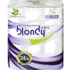 blondy 三層溶水捲筒衛生紙, 30m, 24捲, 1袋