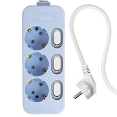 SURGIO 彩色獨立開關3孔電線型延長線 DH-2039-RT, 1m, 柔藍色, 1個