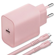 ender Type-C GaN 超高速充電器 25W PD3.0 PPS + Type-C to Type-C 傳輸線 2m 套組, 粉紅色, 1套