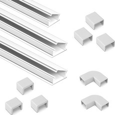 SeonBaro 新概念可開合式電線線槽 1號 1m 3入 + 封口蓋 3入 + 彎角 2入 + 連接蓋 3入, 白色