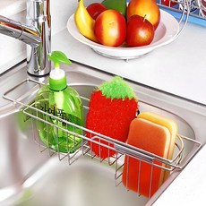 滑動洗碗精海綿掛架, 銀色, 1入