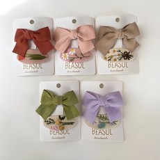 BEASOL 花朵刺繡蝴蝶結造型髮夾組 10入