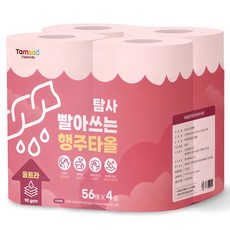 Tamsaa 可水洗厚衛生紙巾 高級款 粉色, 56張, 4捲