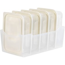 EASY&FREE 可微波冰箱冷凍收納保鮮盒 6件組, 冰箱收納籃 6號+保鮮盒 1.25L 5入, 1組