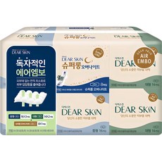 DEAR SKIN 透氣壓紋衛生棉 蝶翼型 中型 16片 3包+大型 14片 2包+超長夜用型 8片, 混合, 1組