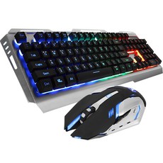 COX 薄膜銀色鋁製電競有線鍵盤 + 滑鼠套組, CKM500, 混色, 一般型