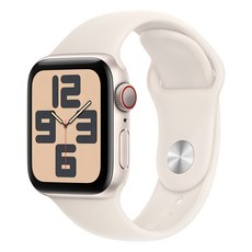 Apple 정품 2024 애플워치 SE 2세대 알루미늄 케이스, 스타라이트  스타라이트 스포츠 밴드 S/M, 40mm, Cellular, 스타라이트 / 스타라이트 스포츠 밴드, S/M