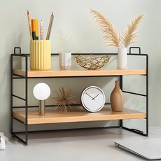 DIMOEO 迷你收納架, 原木 黑色, 2層