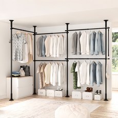 Liwooliving 5層衣架+夾子組, 黑色