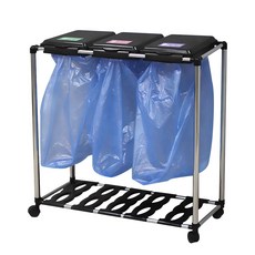 單層資源回收桶 3入, 黑色