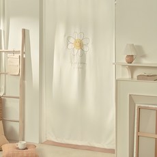 DECOVIEW 微笑花朵刺繡防風玄關門簾, 黃色 + 灰色