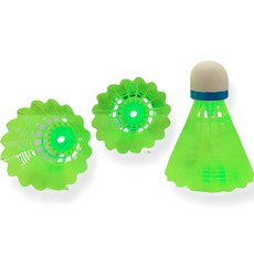 RelaxPick LED 夜光羽毛球, 1個, 3入, 綠色