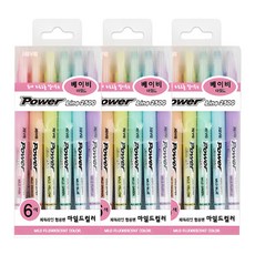 Javapen 電力線熒光筆6色套裝, 溫和淺色系, 3組