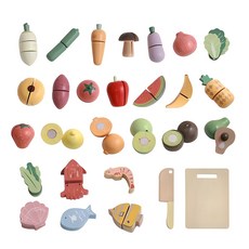 Fiesta 木製蔬果切切樂 28件組, 混色, 1組