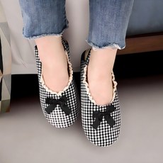 SAESILRO 女童蝴蝶結格紋室內鞋, 白色的