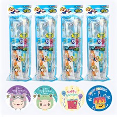 Km Pharmaceutical 兒童牙膏 4入+牙刷 4入 隨機出貨+貼紙 8款 2入, 1組