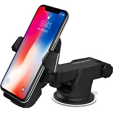 CHALLENGE HYBRID Easy one-touch 加長型儀表板車用手機支架, 黑色, 1個