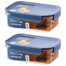 LocknLock 樂扣樂扣 Bisfree Modular Plus密封長方形保鮮盒 海軍藍, 2個, 910ml
