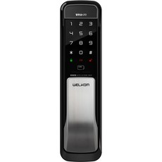솔리티 손잡이 있음(유리문/샷시문 불가) 카드키 스마트 무타공 푸시풀 도어락, WP-501, 고객직접설치