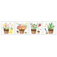 그래픽 타일 플라워포트 CSGT-29 4매, 혼합색상, 21 x 21 cm