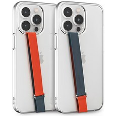 SINJIMORU 第3代撞色夾扣式矽膠手機指環掛繩 210, 2個, 靛藍珊瑚