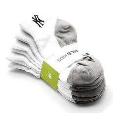 MLB 兒童款紐約洋基隊襪底配色Logo短襪5雙組