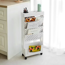 Tamsaa 移動式書架推車 5層, 白色