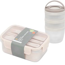 EASY&FREE Meal Prep 3號午餐盒 飯湯容器 2件組, 1套, 混合顏色
