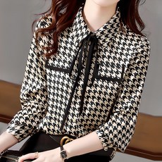 Murielle 女款獨特格紋領結襯衫