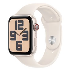Apple 정품 2024 애플워치 SE 2세대 알루미늄 케이스, 스타라이트 스타라이트 스포츠 밴드 S/M, 44mm, Cellular, 스타라이트 / 스타라이트 스포츠 밴드, S/M