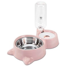 DING DONG PET 可調角度寵物自動給水飼料碗組, 粉色, 1個