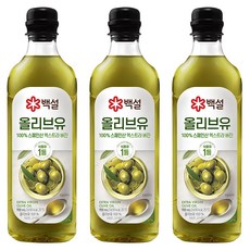 백설 엑스트라버진 압착 올리브유, 900ml, 3개