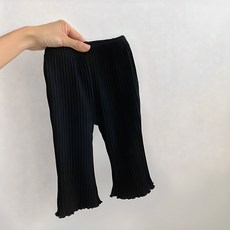 JOYMULTI 嬰幼兒荷葉邊坑條喇叭素色內搭褲