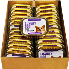 럭셔리독 강아지 전연령 간식 캔, 혼합맛(소고기/닭고기), 100g, 24개