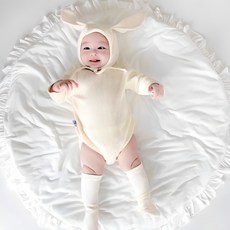 I am bebe 羅紋長袖包屁衣+兔耳帽子+長襪