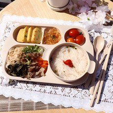 身材管理粉彩餐碗盤+餐具套組, 米色, 1組