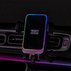 벤딕트 엠비언트 무드등 차량용 루나 스퀘어 고속 충전 거치대 VDT-W8, 블랙, VDT-W8B